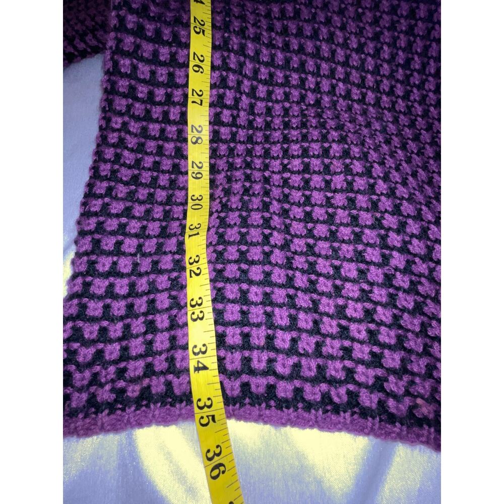 Bacci Cowl Neck Sweater Dress - Size M - Black, Purple Loose Knit, Radial Pocket - Picture 7 of 7
